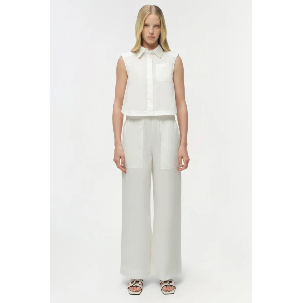 Simkhai Arden Cotton Pant in White, view 7