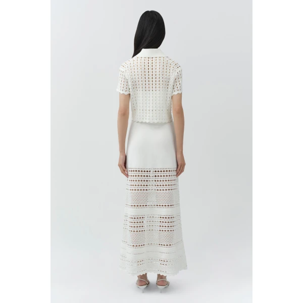 Simkhai Arlan Open Stitch Camp Shirt in Ivory, view 4