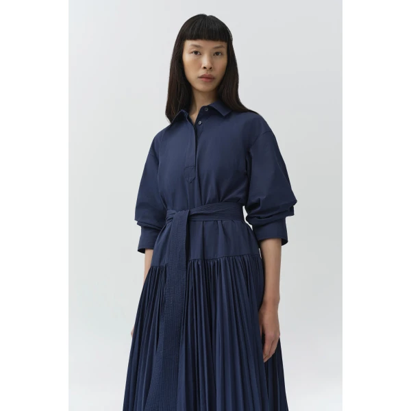 Simkhai Arlo Belted Cotton Maxi Dress in Midnight, view 3