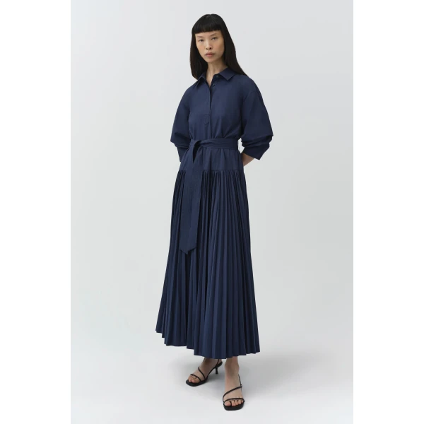 Simkhai Arlo Belted Cotton Maxi Dress in Midnight, view 4