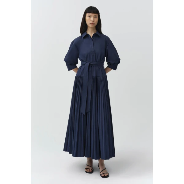 Simkhai Arlo Belted Cotton Maxi Dress in Midnight, view 6