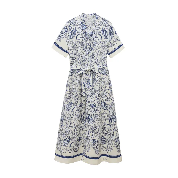 SIMKHAI Audria Belted Linen Midi Dress