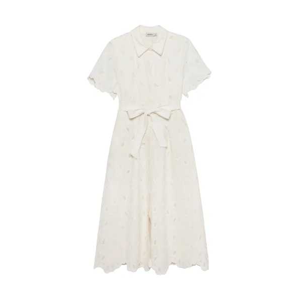 SIMKHAI Audria Belted Linen Midi Dress