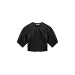 Simkhai Austyn Short Sleeve Leather Jacket in Black