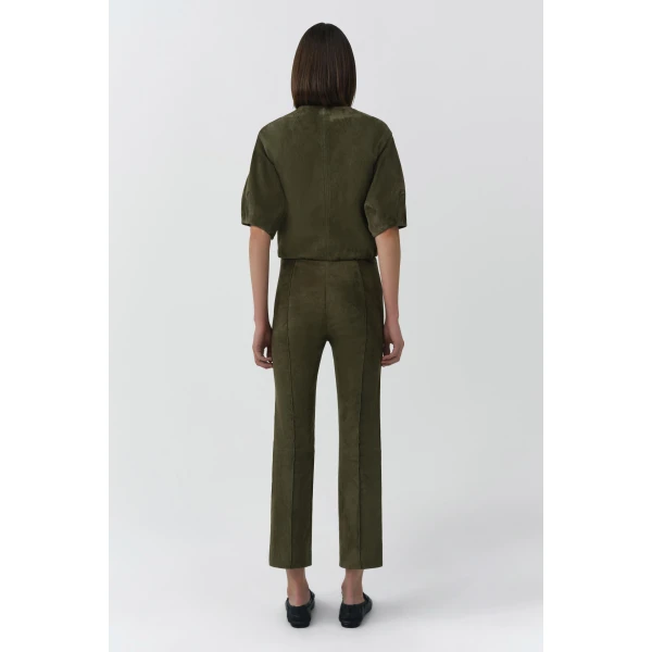 Simkhai Austyn Short Sleeve Suede Jacket in Sea Turtle, view 5