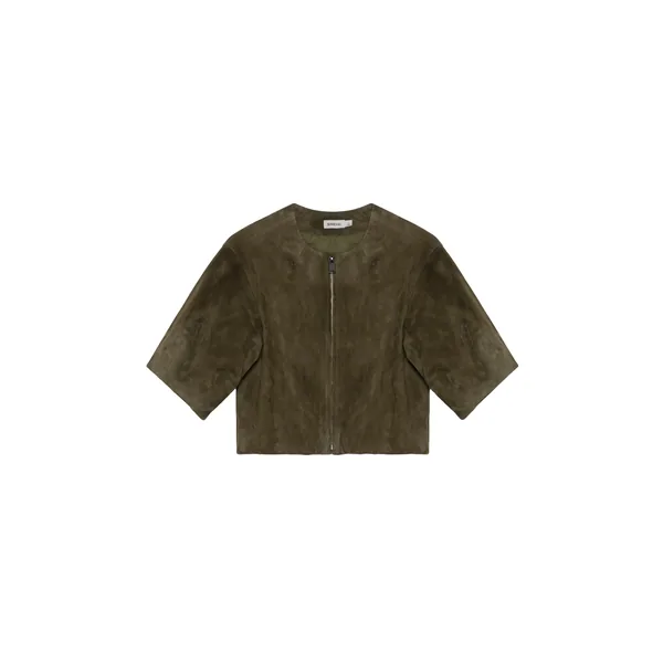 SIMKHAI Austyn Short Sleeve Suede Jacket
