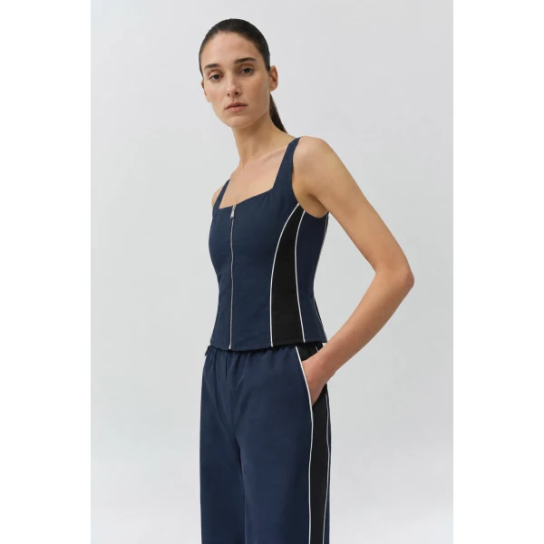 Simkhai Aya Cotton Faille Bustier Top in Midnight Multi, view 2