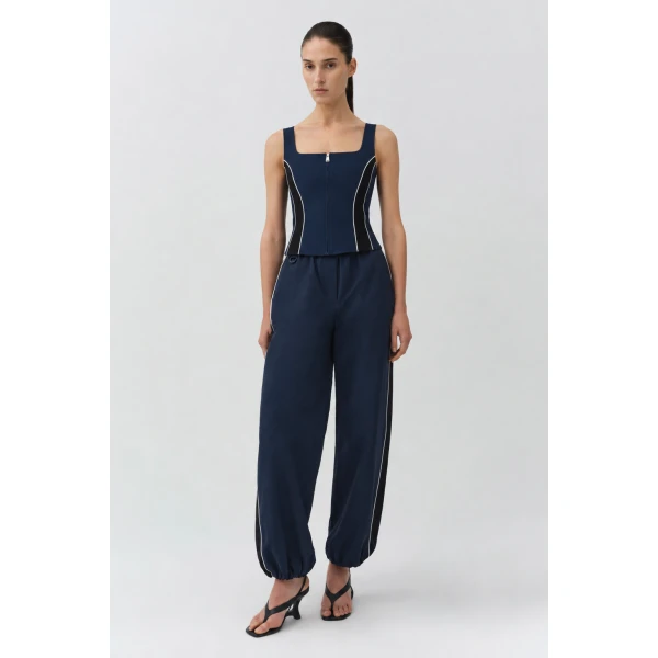 Simkhai Aya Cotton Faille Bustier Top in Midnight Multi, view 6