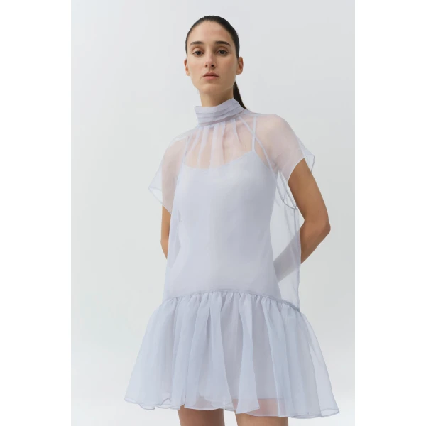 Simkhai Beaux Organza Mini Dress in Periwinkle Sky, view 3