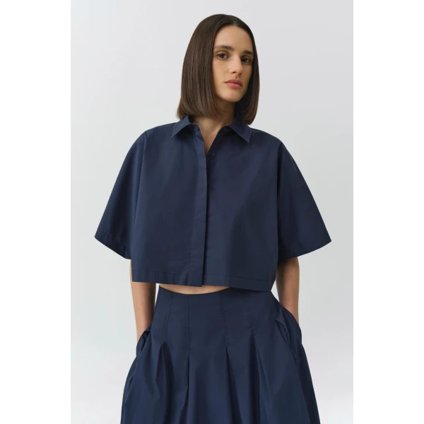 Simkhai Blair Cotton Shirt in Midnight, view 3