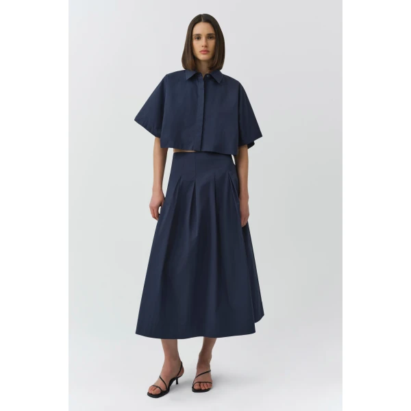 Simkhai Blair Cotton Shirt in Midnight, view 6