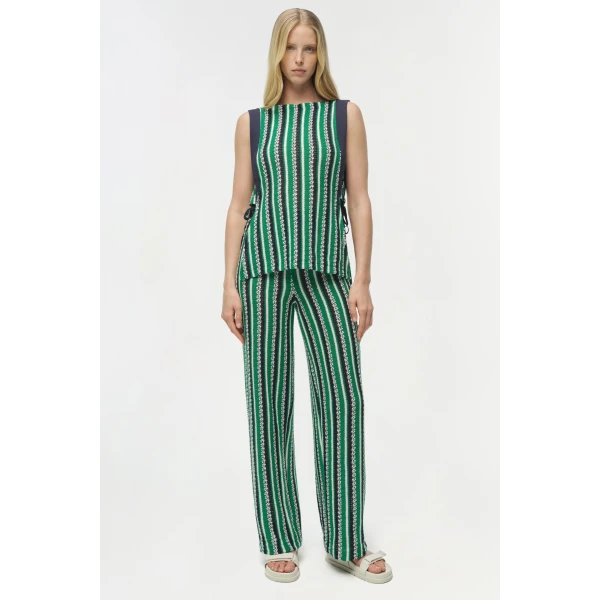 Simkhai Brenner Knit Straight Leg Pant in Kelly Green Stripe, view 6