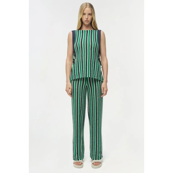 Simkhai Brenner Knit Straight Leg Pant in Kelly Green Stripe, view 7