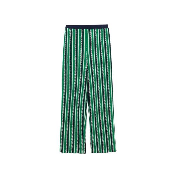 Simkhai Brenner Knit Straight Leg Pant in Kelly Green Stripe