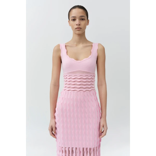 Simkhai Brionne Scalloped Knit Midi Dress in Daisy, view 2