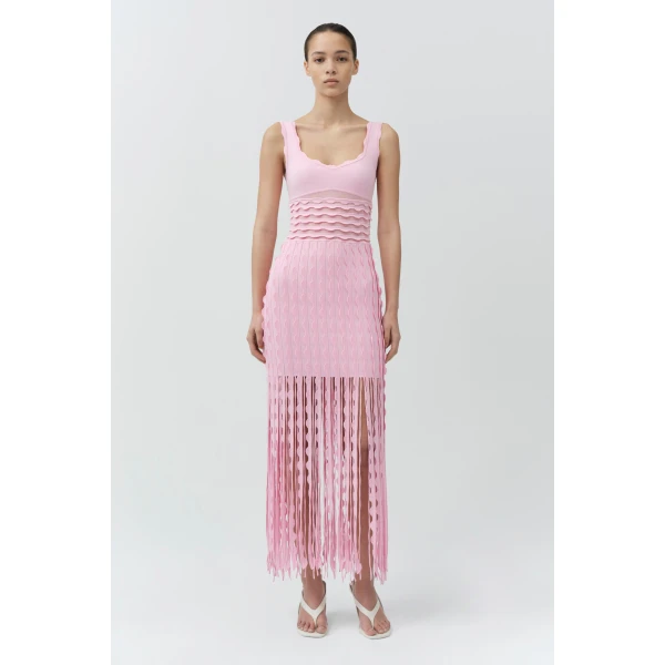 Simkhai Brionne Scalloped Knit Midi Dress in Daisy, view 6