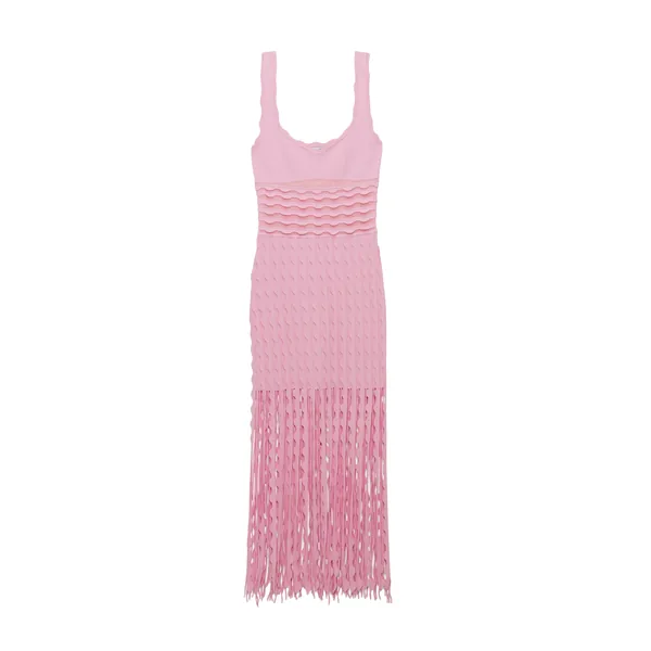 SIMKHAI Brionne Scalloped Knit Midi Dress