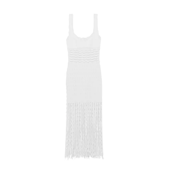 SIMKHAI Brionne Scalloped Knit Midi Dress
