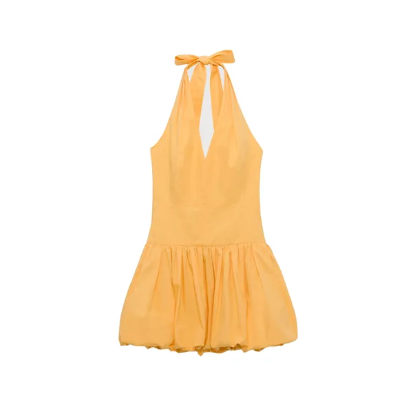SIMKHAI Brooke Cotton Halter Mini Dress
