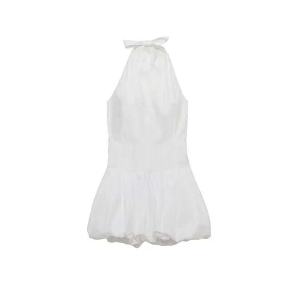 SIMKHAI Brooke Cotton Halter Mini Dress