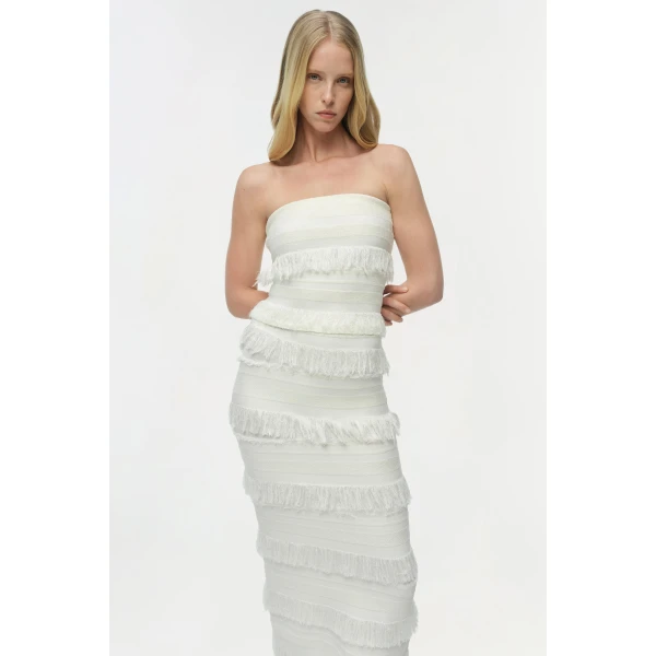 Simkhai Cairo Knit Tube Top in Ivory Stripe, view 2