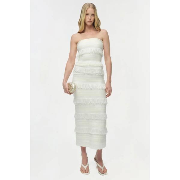 Simkhai Cairo Knit Tube Top in Ivory Stripe, view 6