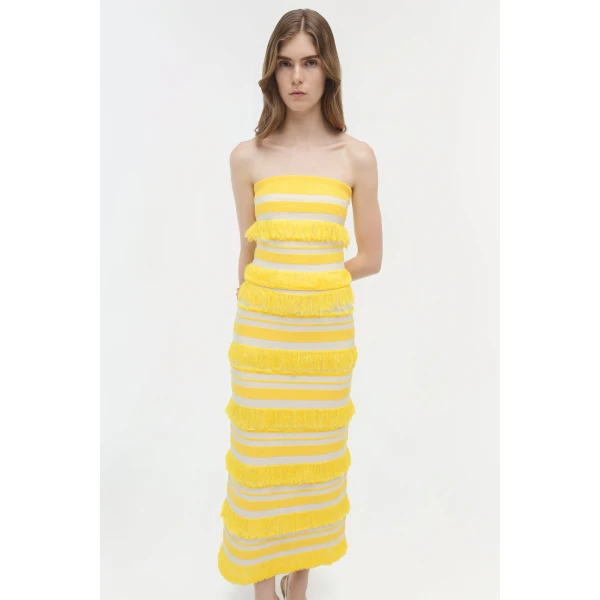 Simkhai Cairo Knit Tube Top in Solar Stripe, view 3
