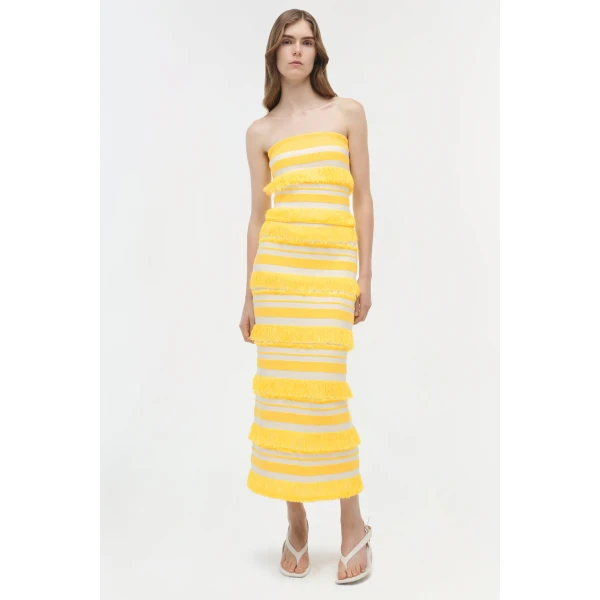 Simkhai Cairo Knit Tube Top in Solar Stripe, view 6
