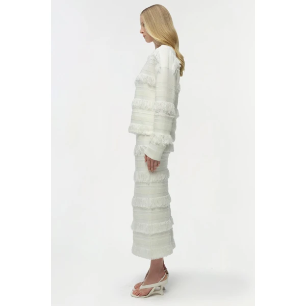 Simkhai Carrick Crewneck Sweater in Ivory Stripe, view 4