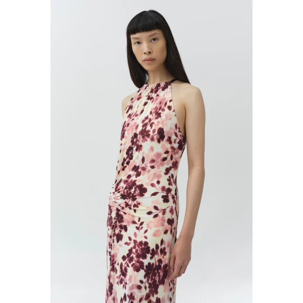 Simkhai Cerin Draped Jersey Halter Maxi Dress in Fig Multi, view 3