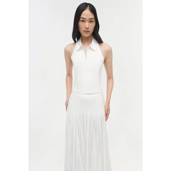 Simkhai Chloe Knit Halter Tank in Ivory, view 3
