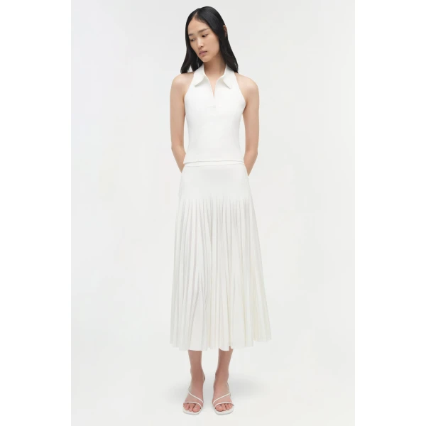 Simkhai Chloe Knit Halter Tank in Ivory, view 6