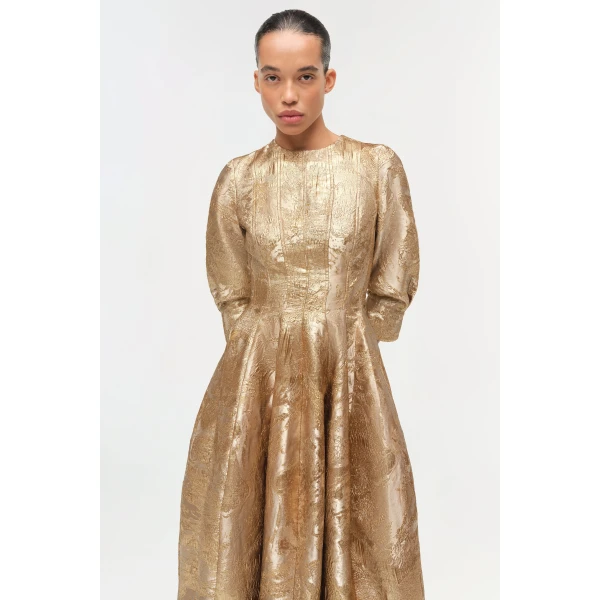 Simkhai Claravelle Metallic Jacquard Gown in Gold, view 2