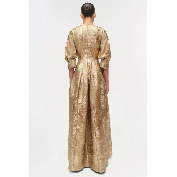 Simkhai Claravelle Metallic Jacquard Gown in Gold, view 5