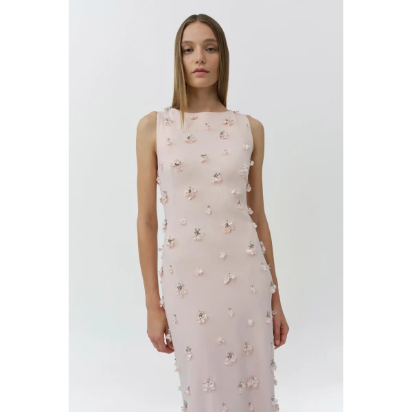 Simkhai Claudia Embellished Crepe Midi Dress in Bubblegum, view 2