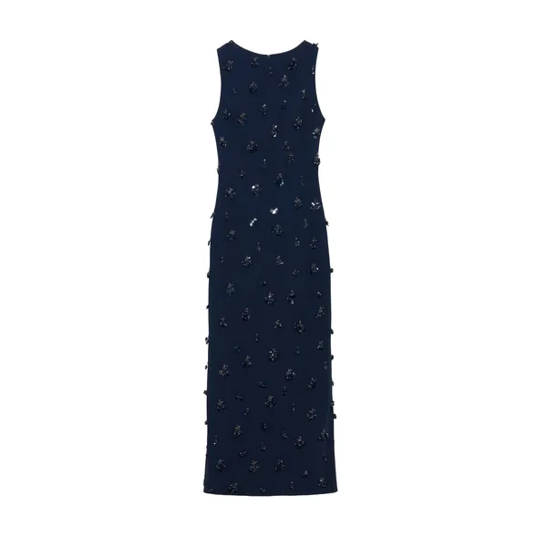 SIMKHAI Claudia Embellished Crepe Midi Dress