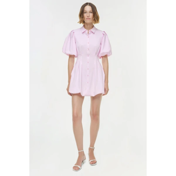Simkhai Cleo Balloon Pintuck Mini Dress in Tulip, view 6