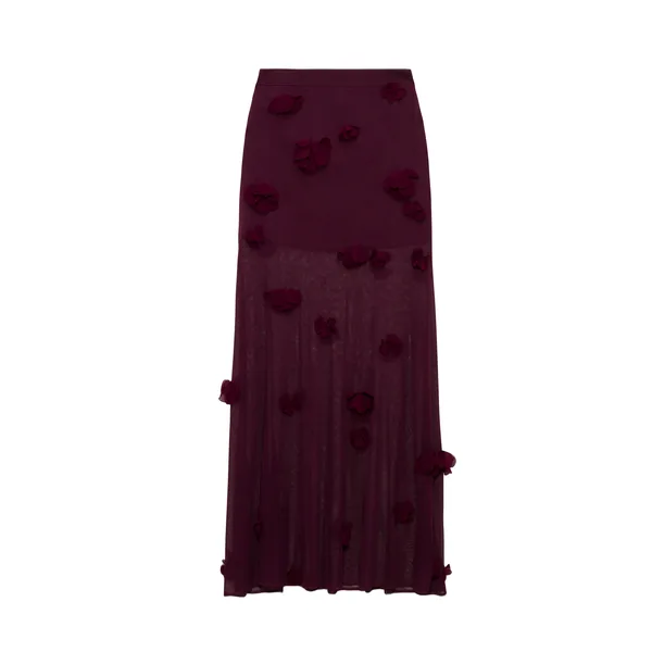 SIMKHAI Cora Floral Applique Midi Skirt