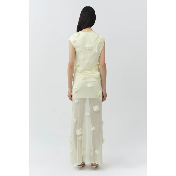Simkhai Cora Floral Applique Midi Skirt in Yolk, view 7