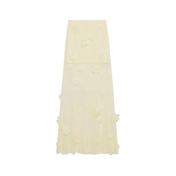 SIMKHAI Cora Floral Applique Midi Skirt