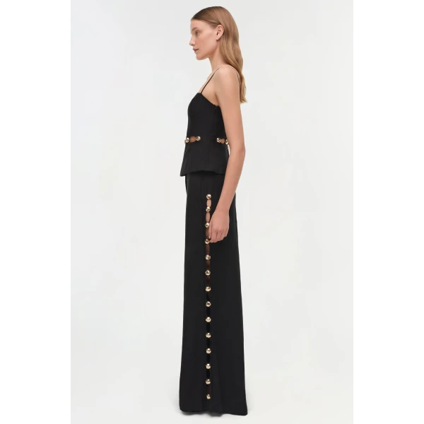 Simkhai Cruz Studded Linen Cami in Black, view 4
