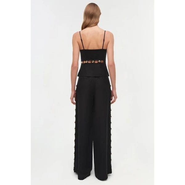 Simkhai Cruz Studded Linen Cami in Black, view 5