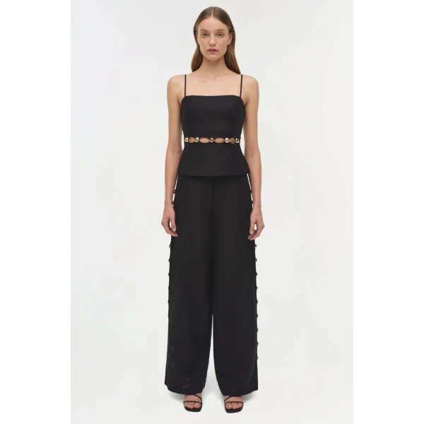 Simkhai Cruz Studded Linen Cami in Black, view 7