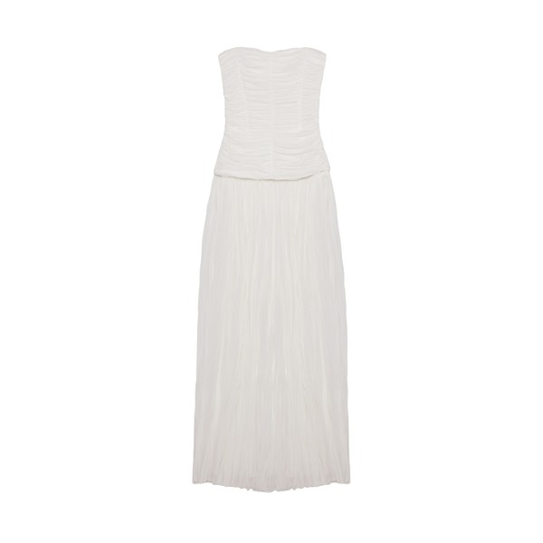 Simkhai Danielle Crinkle Jersey Bustier Gown in Ivory