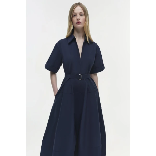 Simkhai Deanna Cotton Midi Dress in Midnight, view 2
