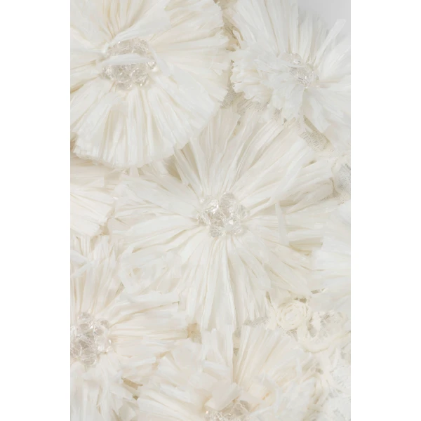 Simkhai Delia Floral Raffia Bra Top in White, view 7