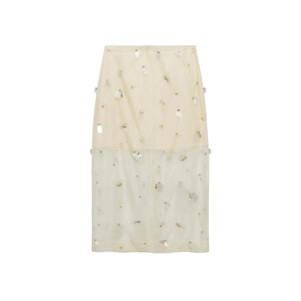 SIMKHAI Delilah Embellished Organza Midi Skirt