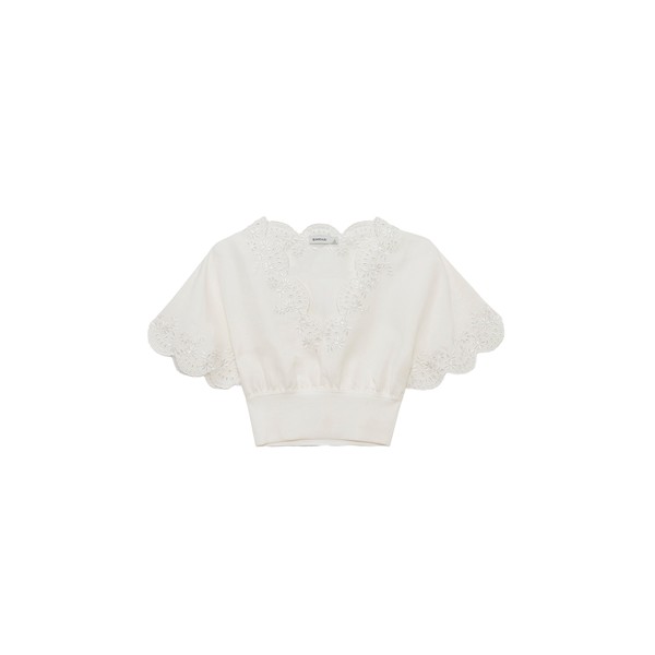 SIMKHAI Delphina Embroidered Linen Knit Top