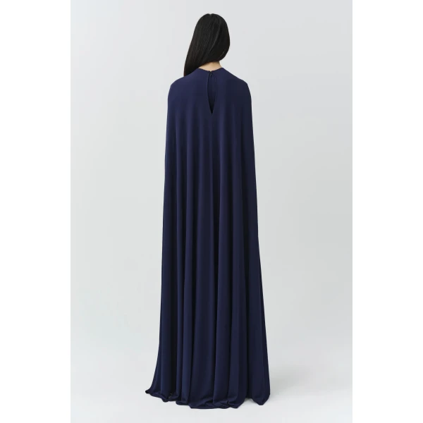 Simkhai Demi Draped Jersey Cape Gown in Midnight, view 7