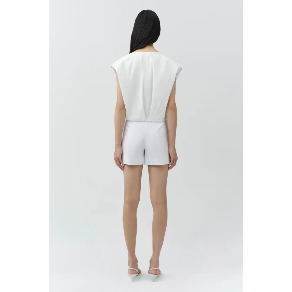 Simkhai Devlin Pleated Mini Skort in White Skirt, view 5